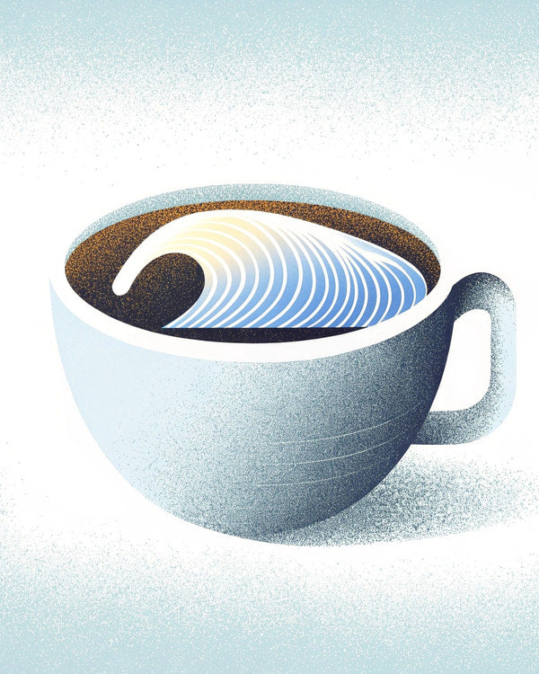 A Coffee Cup With Waves — Stock Illustration