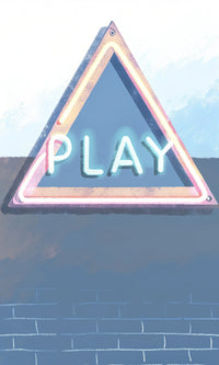 A Play Sign Is Affixed To A Brick Wall — Stock Illustration