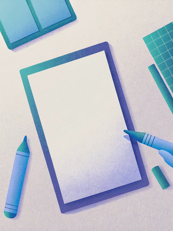 An Empty Notebook Is Placed On A Desk Surrounded By Various Office Supplies And Materials — Stock Illustration