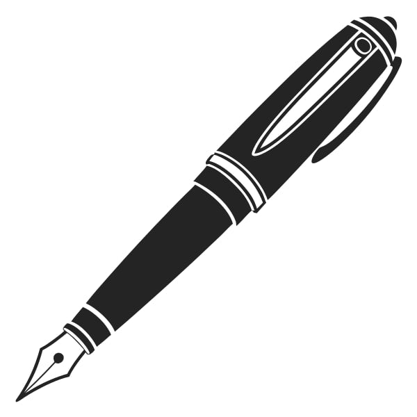 Black Ink Pen With A Silver Nib — Stock Vector