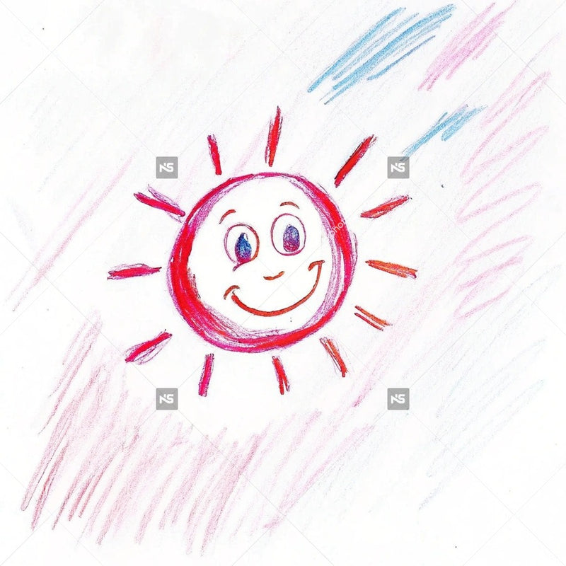 A Colorful Drawing Of A Sun With A Smiling Face Set Against A Backdrop That To Be A Blue Sky — Stock Illustration