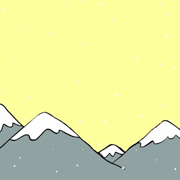 A Snow Capped Mountain Range With A Yellow Sky In The Background — Stock Vector