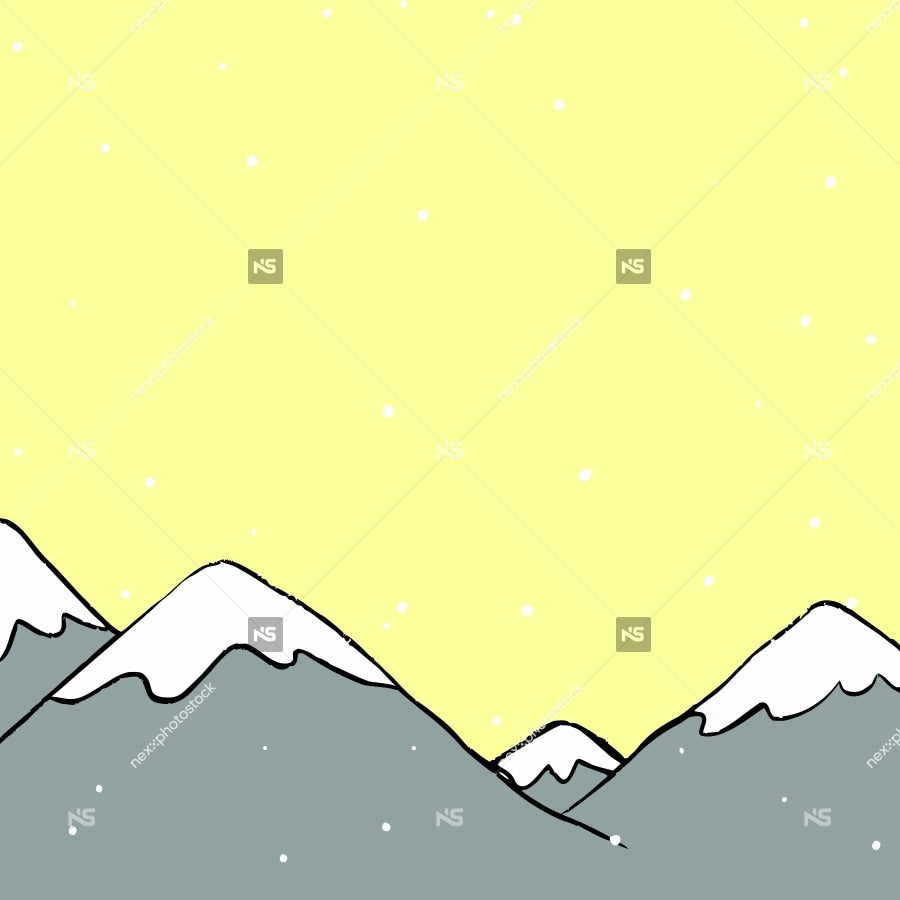A Snow Capped Mountain Range With A Yellow Sky In The Background — Stock Vector