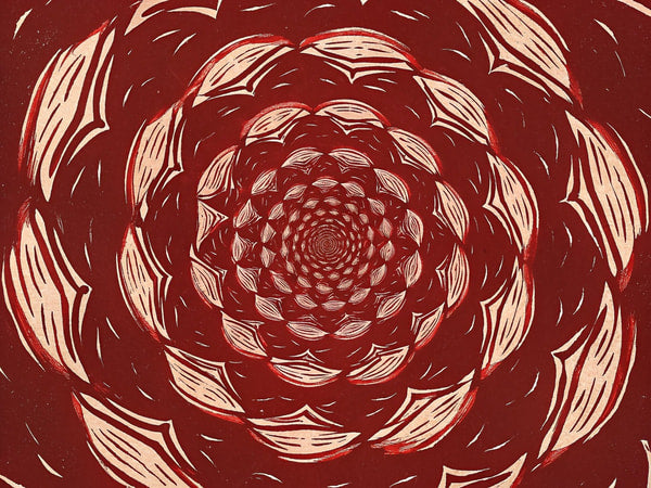 Abstract Art Piece With A Red And Black Color Scheme Intricate Patterns And Shapes — Stock Illustration