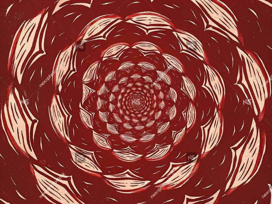 Abstract Art Piece With A Red And Black Color Scheme Intricate Patterns And Shapes — Stock Illustration