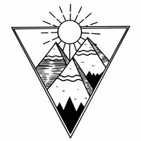 Black And White Mountain Sunrise Logo — Stock Vector