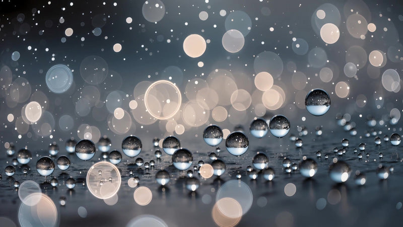 drops of water falling from a source creating a pattern against a dark background with bokeh lights - Stock Video