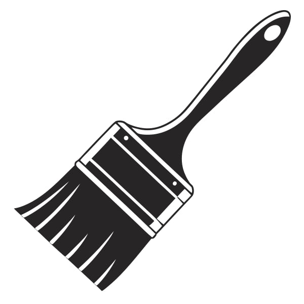A Black Paintbrush With A Wooden Handle — Stock Vector
