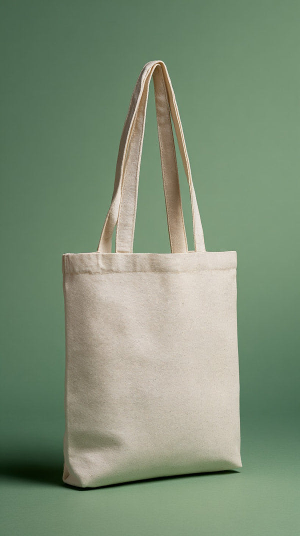 A Natural Cotton Shopping Bag With A Handle Displayed Against A Green Background — Stock Photo