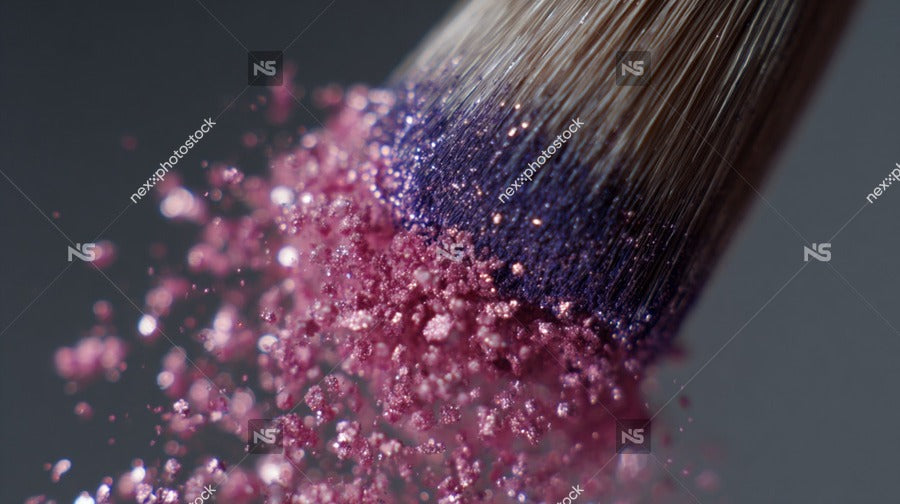 Purple Glittery Powder On Brush — Stock Photo