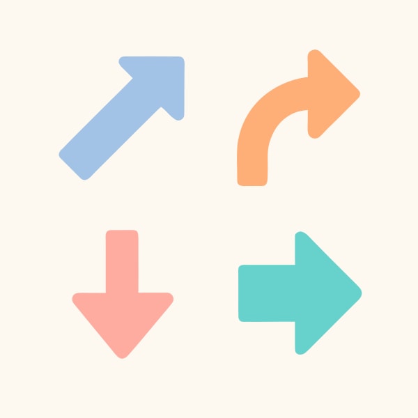 Four Arrows In A Square Graphic With Each Arrow Pointing To A Different Direction Symbolizing Navigation Guidance Options — Stock Vector