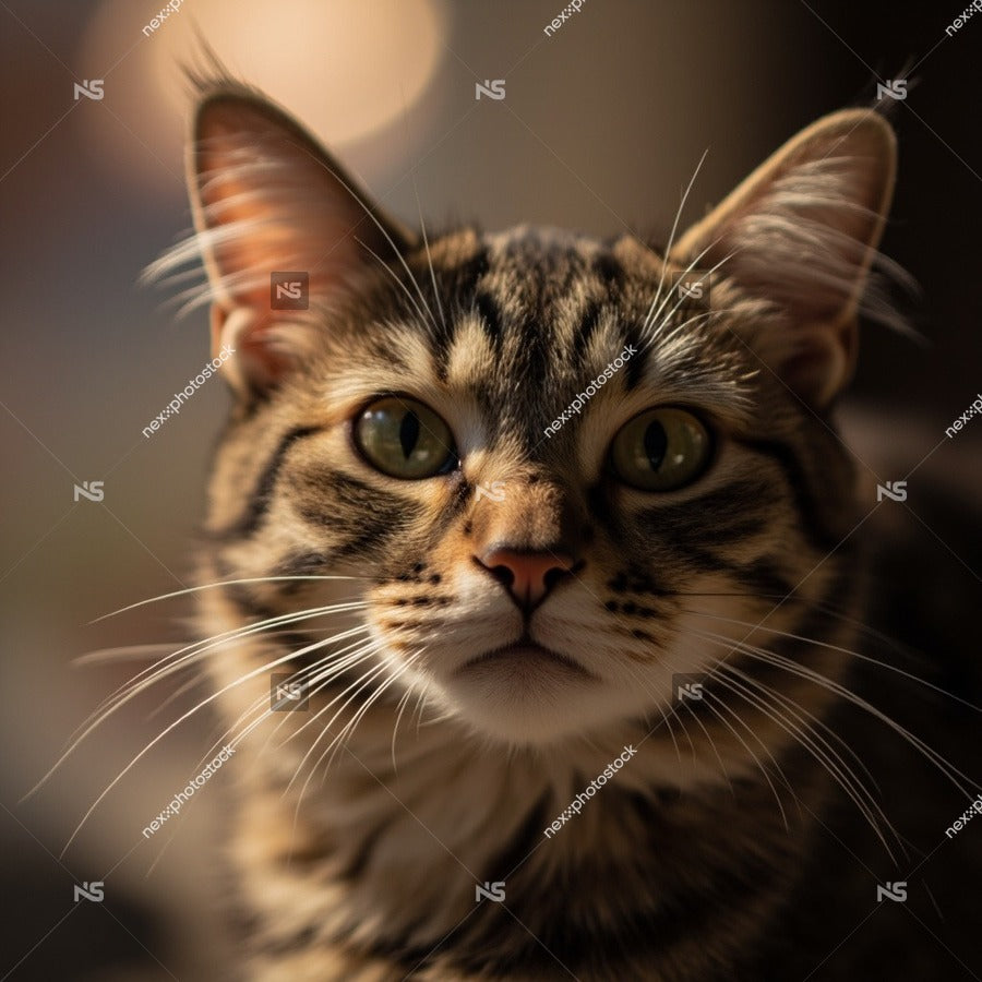 Close Up Of A Cat With Expressive Eyes And Whiskers Captured In A Soft Focus Portrait — Stock Photo