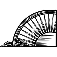 Black And White Illustration Of An Archway With A Sunbeam Passing Through It Creating A Silhouette Effect Against A Solid Background — Stock Vector