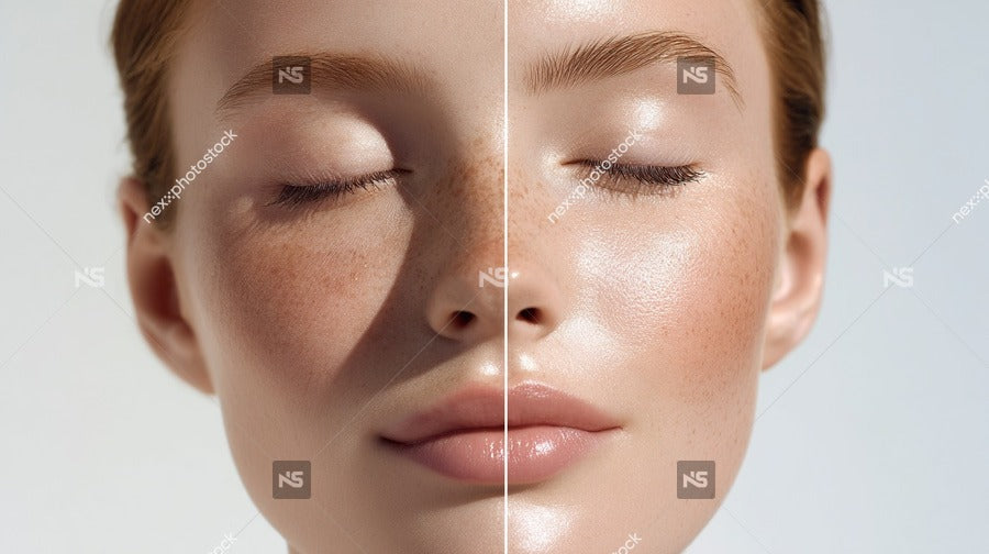 Skincare Advertisement A Woman With Two Different Tones Of Skin Showcasing The Effectiveness Of A Skincare Product — Stock Photo