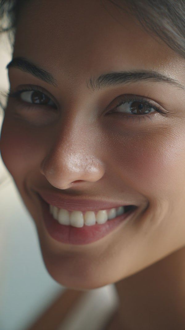 A Woman With A Radiant Smile Captured In A Close Up Portrait — Stock Photo