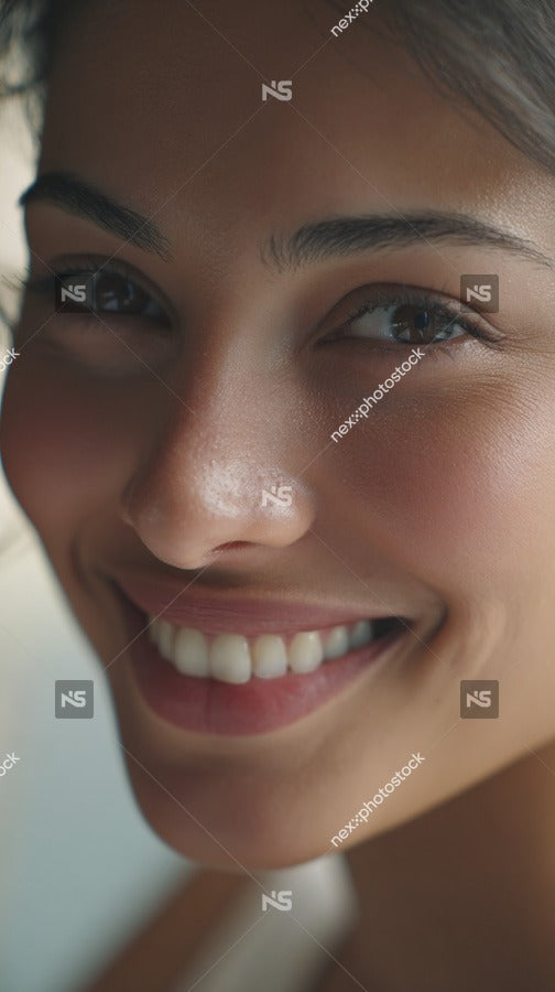 A Woman With A Radiant Smile Captured In A Close Up Portrait — Stock Photo