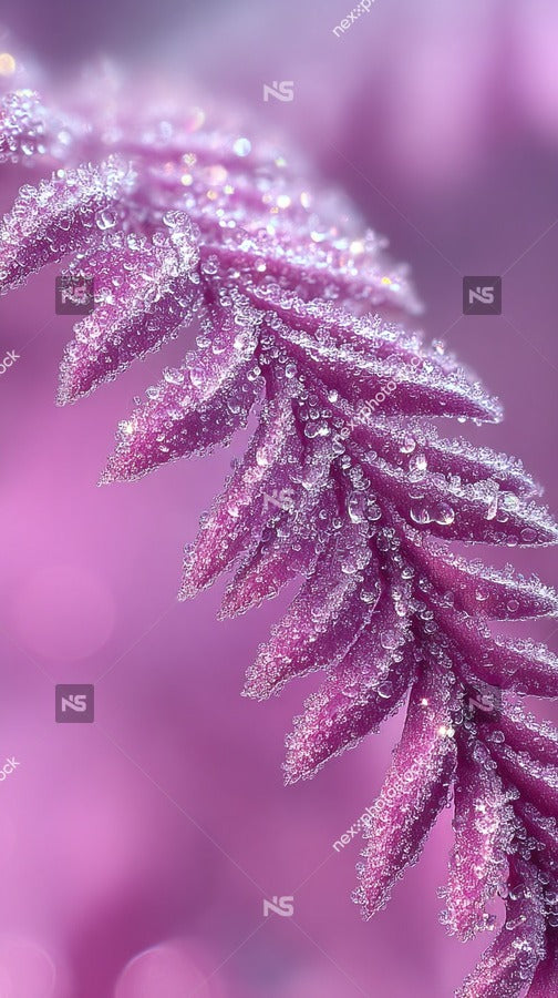 Close Up Of A Purple Flower With Crystal Droplets On Its Petals Creating An Ethereal And Delicate Effect — Stock Photo