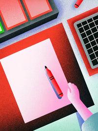 A Digital Illustration Depicts A Workspace With A Computer Notebook And Pencil On A Desk — Stock Illustration