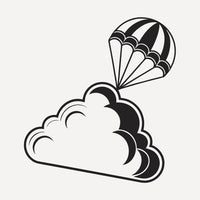 Hot Air Balloon With Clouds — Stock Vector