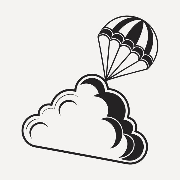 Hot Air Balloon With Clouds — Stock Vector