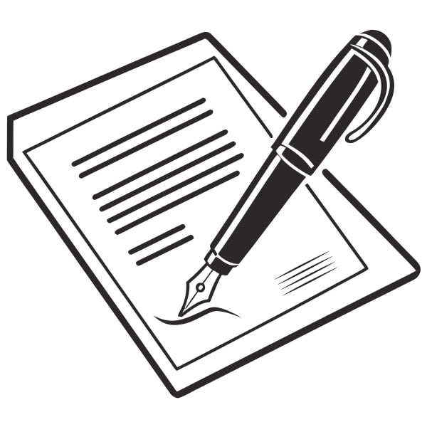 A Pen And Paper Are Placed On A Table Ready For Writing — Stock Vector