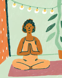 Meditation In A Cozy Room — Stock Illustration