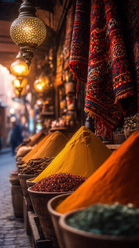 A Vibrant Spice Market Stall Brimming With An Array Of Colorful Spices Is Showcased — Stock Photo