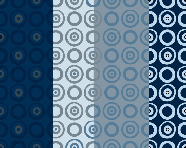 Abstract Pattern Design With A Blue And White Color Scheme A Repeating Circular Motif On A Dark Background — Stock Vector