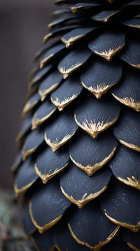 A Close Up Image Of A Spiky Pine Cone With Gold Leaves Attached To It — Stock Photo