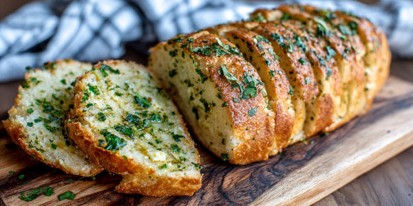 Herb Covered Bread Loaves On A Wooden Cutting Board — Stock Photo