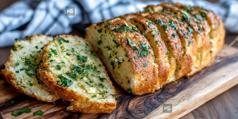 Herb Covered Bread Loaves On A Wooden Cutting Board — Stock Photo