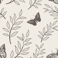 Black And White Butterfly Pattern With Leaves — Stock Vector