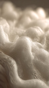 Displays A Close Up View Of A Frothy Substance That Resembles Foam Batter With Numerous Small Bubbles And A Smooth Texture — Stock Photo