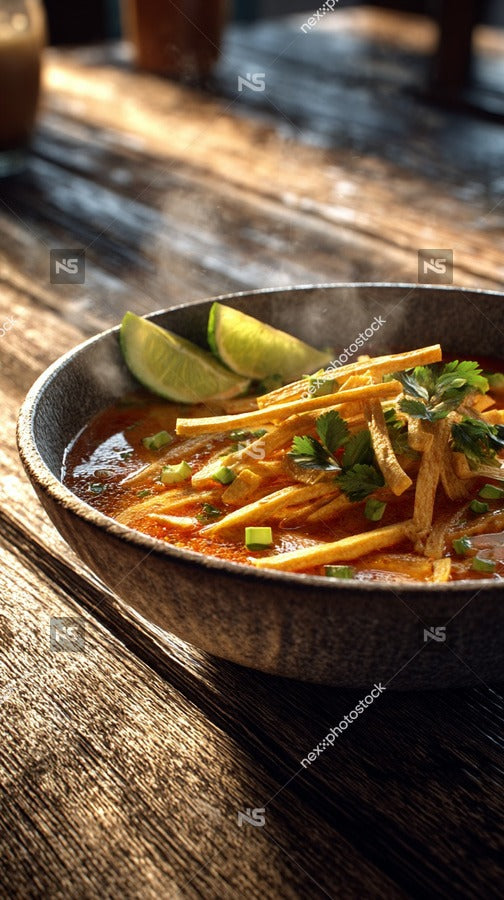 A Bowl Of Nacho Chips With Lime Wedges Served On A Wooden Table — Stock Photo