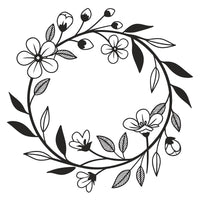 Black And White Floral Wreath Design — Stock Vector