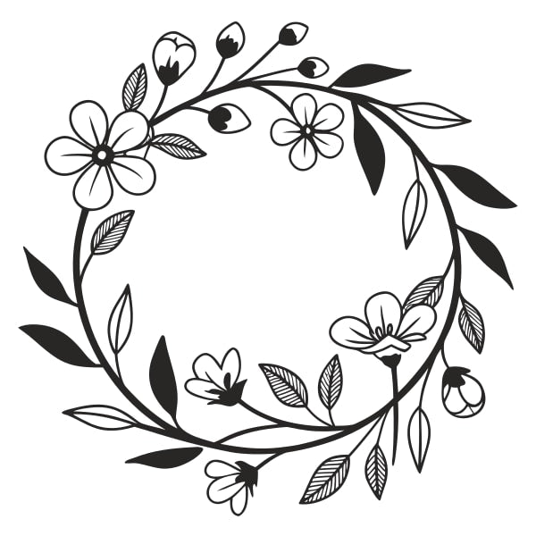 Black And White Floral Wreath Design — Stock Vector