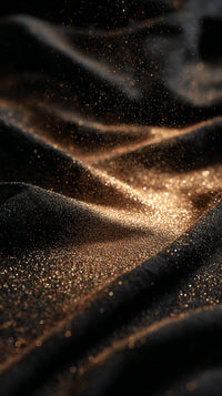 Close Up Of A Fabric With A Glittery Texture Showcasing Sparkling Specks That Resemble Stars Confetti Against A Dark Background — Stock Photo