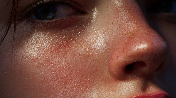 A Close Up Portrait Of A Person With Glittery Substance On Their Face — Stock Photo