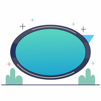Features A Stylized Oval Shape With A Blue Background Set Against A White Backdrop — Stock Vector