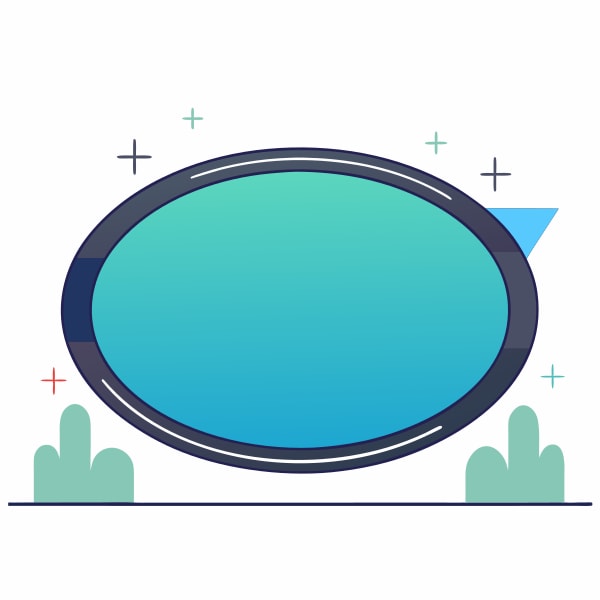 Features A Stylized Oval Shape With A Blue Background Set Against A White Backdrop — Stock Vector