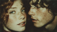 A Black And White Photograph Of A Man And Woman In Close Up Sharing An Intimate Moment — Stock Photo