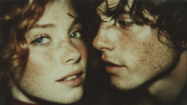A Black And White Photograph Of A Man And Woman In Close Up Sharing An Intimate Moment — Stock Photo
