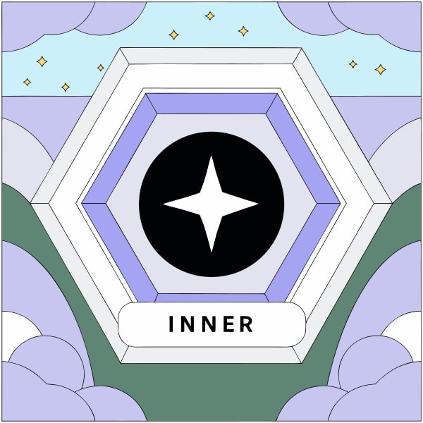 Depicts A Stylized Graphic With A Hexagonal Shape In The Center A White Star Inside It — Stock Vector