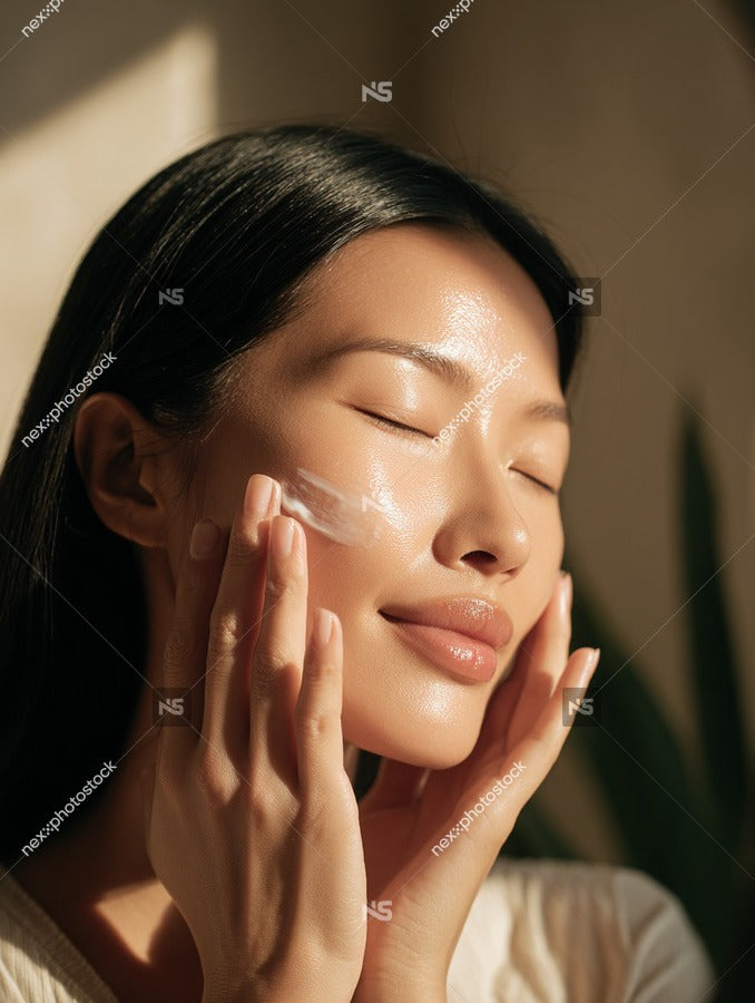 A Woman Applying A Skincare Product To Her Face — Stock Photo