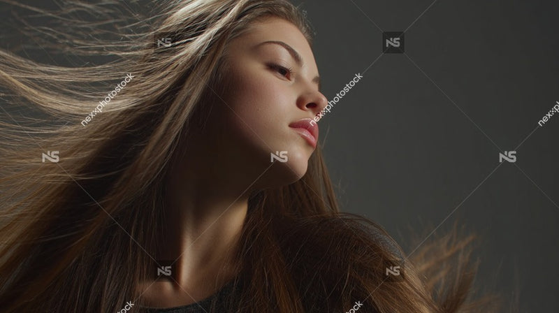 A Woman S Long Hair Captured In Motion Against A Dark Background Creating A Dynamic And Effect — Stock Photo