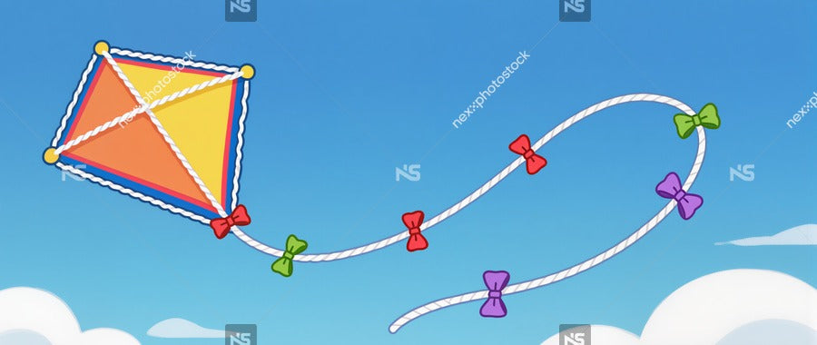 A Kite Flying High In A Blue Sky — Stock Illustration