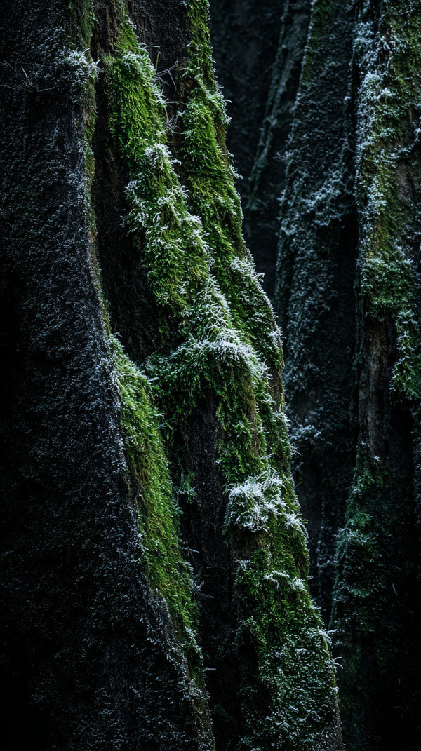 Mossy Rock Wall With A Close Up View Of The Moss And Lichen Growth Showcasing The Texture And Detail Of The Natural Surface — Stock Photo