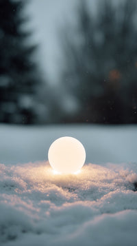 A Single Egg Is Prominently Featured In A Snow Covered Field With A Blurred Background Of Trees And A Dark Sky — Stock Photo