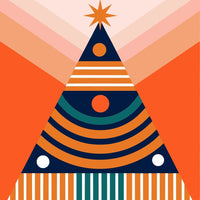 A Vibrant And Festive Christmas Tree Illustration With A Colorful Design A Combination Of Red Orange Yellow Green Blue And White Colors — Stock Vector