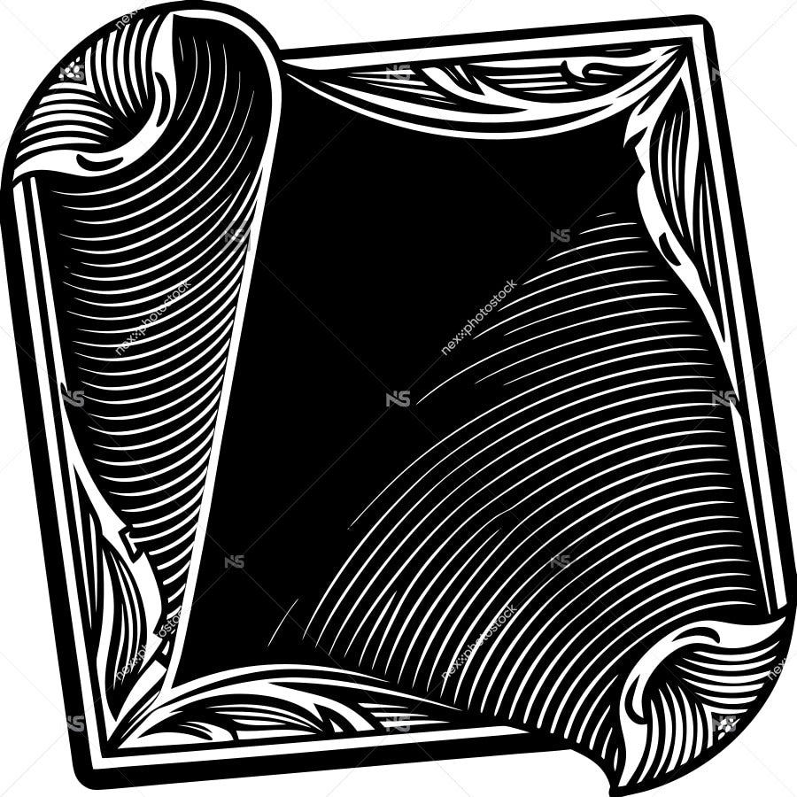 Black And White Illustration Of A Vintage Style Frame With Intricate Designs On The Sides — Stock Vector